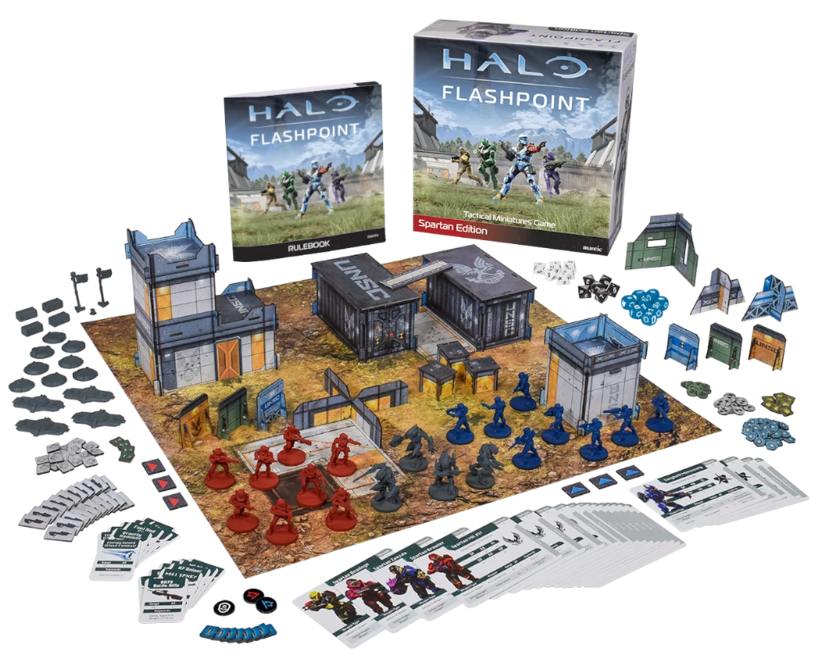 The miniature wargame / boardgame Halo Flashpoint (Spartan Edition), which comes with everything needed to play and enjoy the game